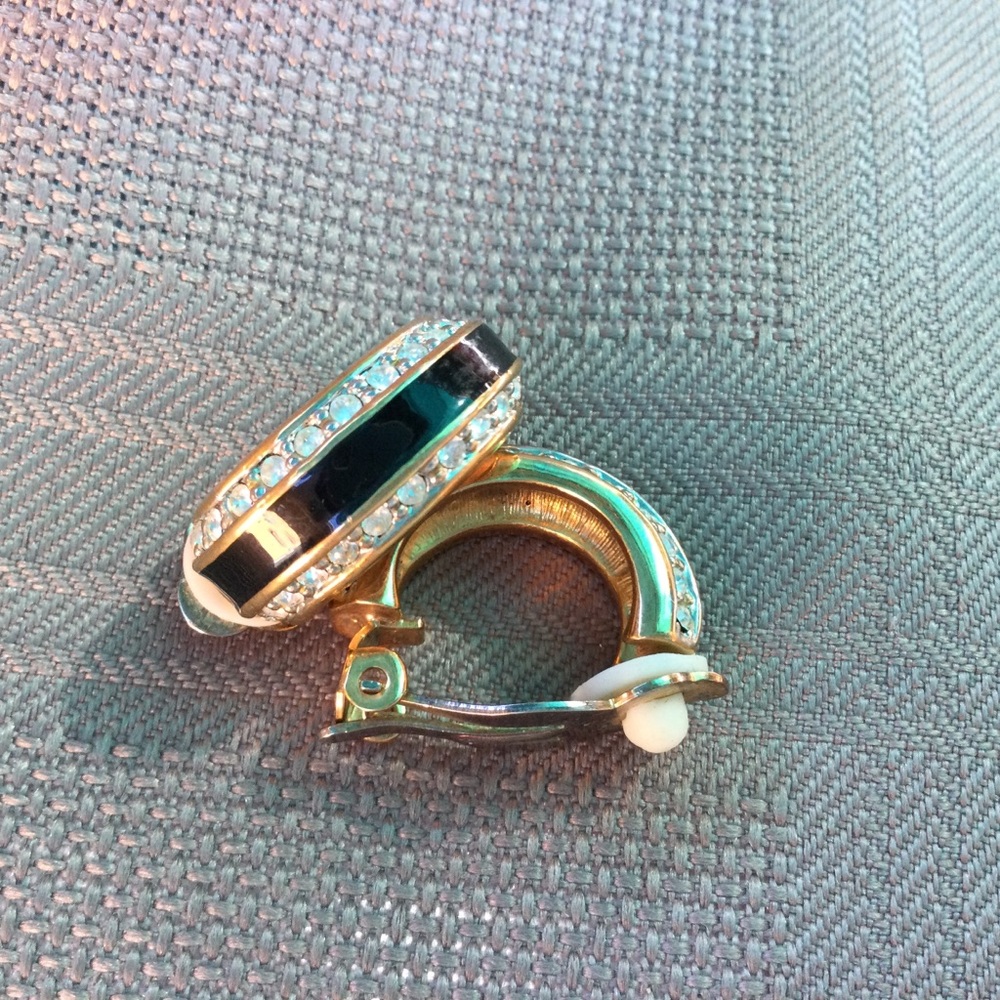 Vintage Rhinestone C Shaped Clip-on Earrings Elegant Classic